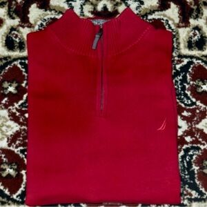 Nautica Bold Red Zip-Up Sweater